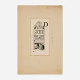 Edward Penfield, D, pen and ink on board