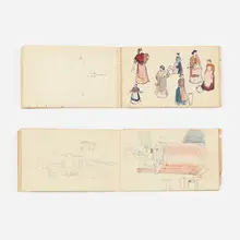 Edward Penfield, Spain sketchbooks, set of two, c. 1910, graphite on paper, watercolor on paper