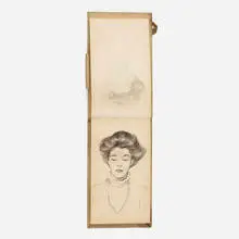 Edward Penfield, Sketchbook, graphite on paper, graphite and colored pencil on paper