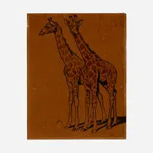 Giraffes by Edward Penfield, gouache and ink on board, sold May 2023