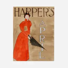Edward Penfield, Study for Harper's, April, 1894, mixed media on paper