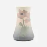 Early Vellum vase with poppies by Sara Sax for Rookwood Pottery, 1904, glazed earthenware, sold Jun 2025