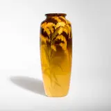 Tall Standard Glaze vase with goldenrods by Lenore Asbury for Rookwood Pottery, sold Jun 2025