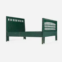 George Washington Maher, Full-size bed frame from Rockledge, the E.L. King House, Homer, Minnesota, c. 1912, painted wicker and wood