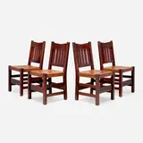 Gustav Stickley, V-back chairs model 354 1/2, set of four