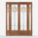 Prairie School, Doors, pair, c. 1915, oak, leaded glass