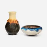 Fulper Pottery, Vase and bowl