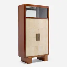 Jacques Adnet, Cabinet, c. 1928, palisander, shagreen, silvered glass, bronze, glass
