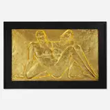 Oscar De Clerck, Bas relief panel with nude women, 1937, gold leaf on plaster