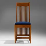 Frank Lloyd Wright and George Mann Niedecken, Spindle chair from the living room of the Avery Coonley House, Riverside, Illinois, c. 1908, oak, microfiber upholstery