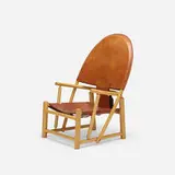 Hoop lounge chair by Werther Toffoloni and Piero Palange, c. 1972, beech, leather, chrome-plated steel, sold Jul 2017