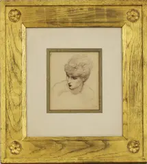 Untitled by Edward Burne-Jones, After Edward Coley Burne-Jones (1833-1898) 'A girl's head' lithograph, sold Dec 2020
