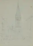 John Sell Cotman, Untitled, a Norwich church with a spire pencil 17 x 12cm (2) Provenance: Dawson Turner