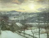 Tom Scott, Untitled, Thomas Scott RSA (1854-1927) 'Selkirk in winter' watercolour 33 x 43cm