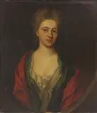 Thomas Murray, Untitled, in a green dress and red cloak oil on canvas