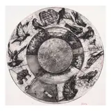 William Kentridge, Music Box Tondo, 2006, Archival pigment print in black and red on Hahnemühle paper