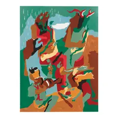 Jacob Lawrence, Celebration of Heritage (Nesbett L92-1), 1992, Lithograph in colors on wove paper