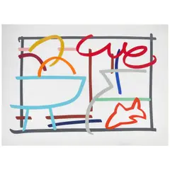 Tom Wesselmann, Fast Sketch Still Life with Fruit and Goldfish, 1989, Screenprint in colors on wove paper