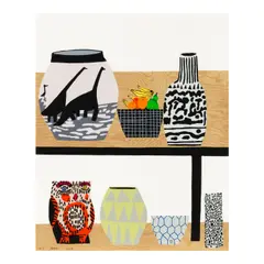 Jonas Wood, Shelf Still Life (Gagosian pp. 22-23), 2018, Lithograph and screenprint in colors on wove paper