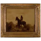 Edward S. Curtis, The Scout - Apache, 1906, Orotone, probably printed before 1920; signed and copyrighted in the negative, presented in its original Curtis Studio batwing-style frame