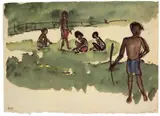 Südsee-Insulaner“ (Neuguinea) by Emil Nolde, 1914, Aquarell und Tuschpinsel auf Japanbütten, sold Nov 2007