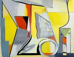 Thomas Scheibitz, Le Matin, 2012, Öl, Vinyl, Pigmentmarker und Lack auf Leinwand