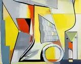 Thomas Scheibitz, Le Matin, 2012, Öl, Vinyl, Pigmentmarker und Lack auf Leinwand