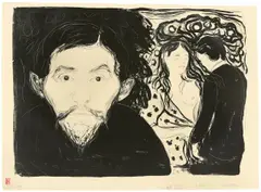 Eifersucht I by Edvard Munch, 1896, Lithografie auf glattem Papier, sold May 2018