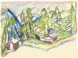 Berglandschaft von Clavadel by Ernst Ludwig Kirchner, Um 1925, Farbkreide auf Papier, sold Jun 2017