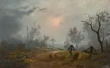 Carl Julius von Leypold, Nebel über einem russischen Friedhof, Um 1830, Öl auf Pappe