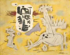 Willi Baumeister, Gelb, 1950, Öl mit Kunstharz auf Hartfaser