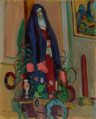 Gabriele Münter, Altar mit einer Schmerzensmadonna, 1908, Öl auf Pappe