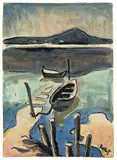 Boote am Lebasee by Karl Schmidt-Rottluff, 1939, Aquarell, Farbkreide und Tuschpinsel auf Velin, sold May 2011