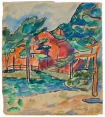 Nidden by Max Pechstein, 1909, Aquarell und Tuschpinsel auf dickem Aquarellpapier, sold Nov 2014