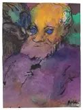 Bärtiger alter Mann mit blauen Augen by Emil Nolde, Um 1930, Aquarell und Tuschfeder auf Japan, sold Nov 2012
