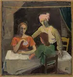 Drei Mädchen am Tisch (Kartenspielerinnen) by Karl Hofer, Um 1939, Öl auf Leinwand. Doubliert, sold Nov 2010