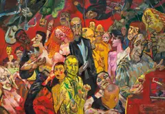 Sighard Gille, Fête in Leipzig II, 1989, Öl auf Hartfaser