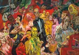 Sighard Gille, Fête in Leipzig II, 1989, Öl auf Hartfaser