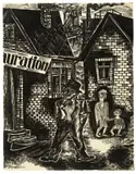 Conrad Felixmüller, Vor der Kneipe - Arbeitslos, 1922, Tuschfeder auf Zanders-Bütten (Wasserzeichen: Johann Wilhelm)