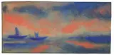 Emil Nolde, Meerlandschaft (Abendmeer) mit zwei blauen Seglern