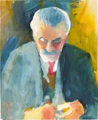 Bildnisstudie Bernhard Koehler by August Macke, 1913, Gouache über Bleistift auf Karton, sold Jun 2022