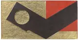Erich Buchholz, Schwarzer Winkel mit Goldkreis, 1922, Tiefgeschnitztes Holzrelief, bemalt