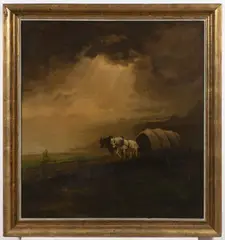 Viktor Rolín, Carriage on the Road, First half of 20th century, oil on plywood