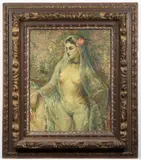 Jaroslav Veris, Nude with a Veil, 1930s, oil on cardboard