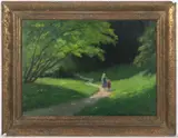 Josef Tomáš Blažek, On the Path, 1934, oil on cardboard