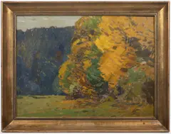 Forest in Autumn by Roman Havelka, First third of 20th century, oil on cardboard, sold Oct 2024