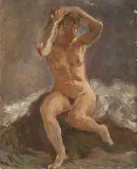 Bohumír Číla, Nude, 1950s, oil on plywood