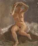 Bohumír Číla, Nude, 1950s, oil on plywood