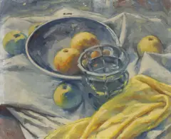 Bohumír Číla, Still Life with a Vase and Apples, 1950s, oil on canvas