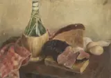 Bohumír Číla, Zátiší S Vínem, 1950s, oil on plywood